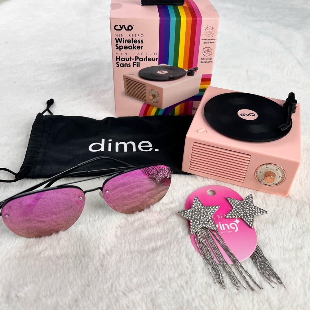 Paris Hilton X FabFitFun Bundle - Dime Sunglasses, Earrings, Cylo Speaker